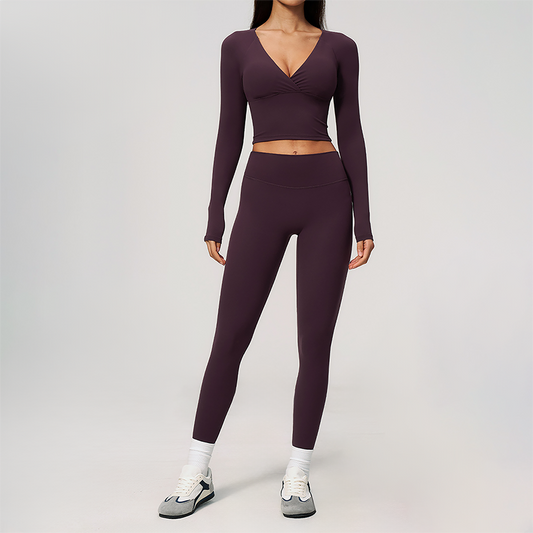 Wholesale Women's Cream-Feel Fleece Long Sleeve Top & High-Waist Leggings Set