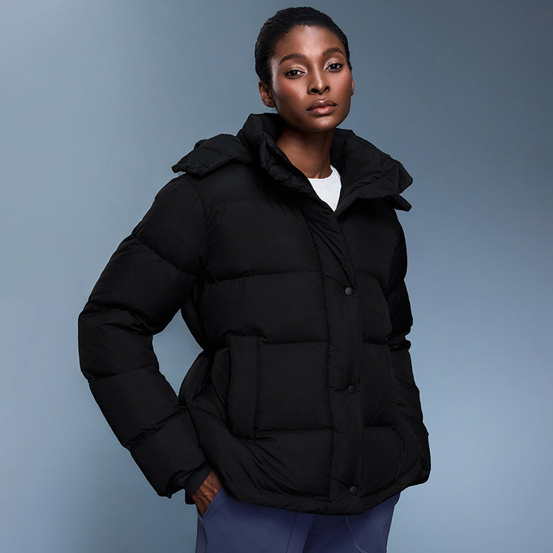 Drawcord-Hood Windproof Down Parka