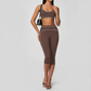 Wholesale Women's Colorblock Brushed Yoga Set: Sports Bra & Biker Shorts