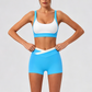 Wholesale Women's Color Block Cross-Back Sports Bra & Sport Short Set (Pre-sale)