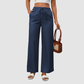 Wholesale solid color high-waisted cotton and linen wide-leg pants