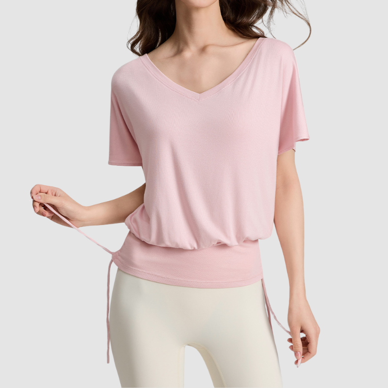 Wholesale Women's V-Neck Batwing Sleeve Yoga T-Shirt
