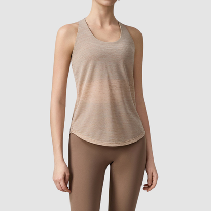 Wholesale Women's Open-Back Yoga Vest – Faux Two-Piece Halter Sports Top with Built-in Bra