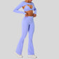 Naked Feel Sports Bra+Long sleeve jacket+High-waisted flared pants 3-Piece Set