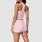 Wholesale women's brushed vest and fold-over hip-lifting shorts set