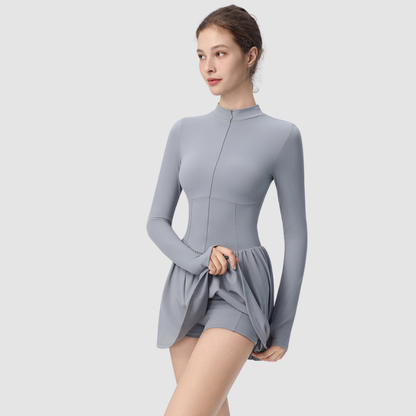 Long-Sleeve Slim-Fit Zippered Activewear Skirt