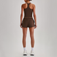 Wholesale Naked-Feel Racerback Sports Bra & High-Waist Biker Shorts Set – Sculpting Yoga 2-Piece