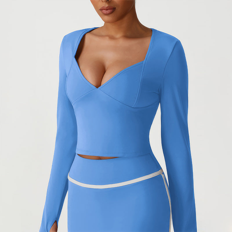 Wholesale women's V-neck long-sleeved tops