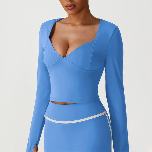 Wholesale women's V-neck long-sleeved tops | Wonderxfans bulk activewear
