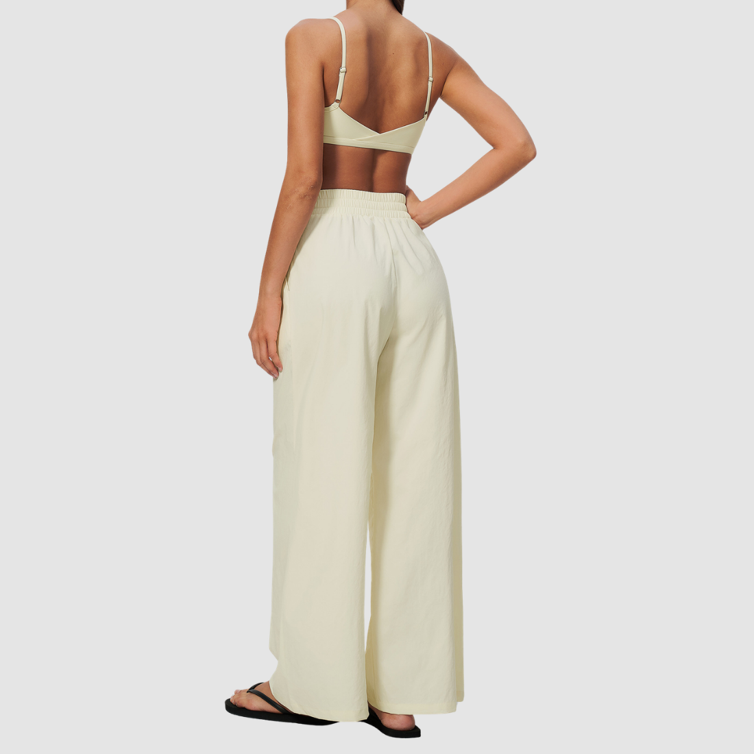 Wholesale Women's Brushed Cross-Back Bra & Wide-Leg Pants Yoga Set