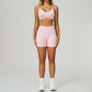 Seamless Contrasting Color Sports Bra + High-waisted shorts 2-Piece Set