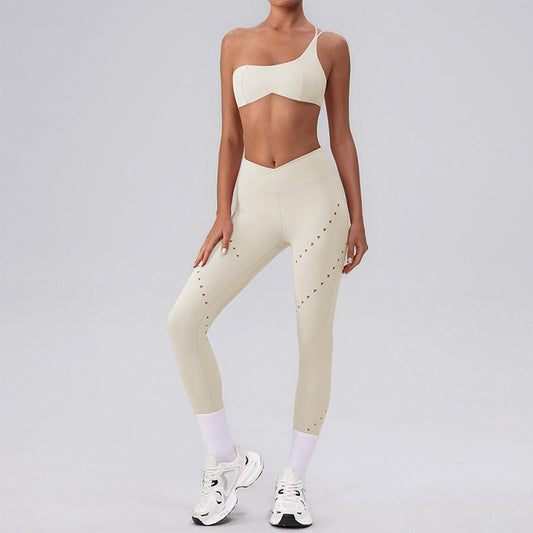 Wholesale one-shoulder Sports Bra + High | Wonderxfans bulk activewear