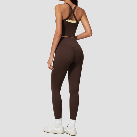 Wholesale Naked-Feel Yoga Set – Cross Back Quick-Dry Fitness Outfit