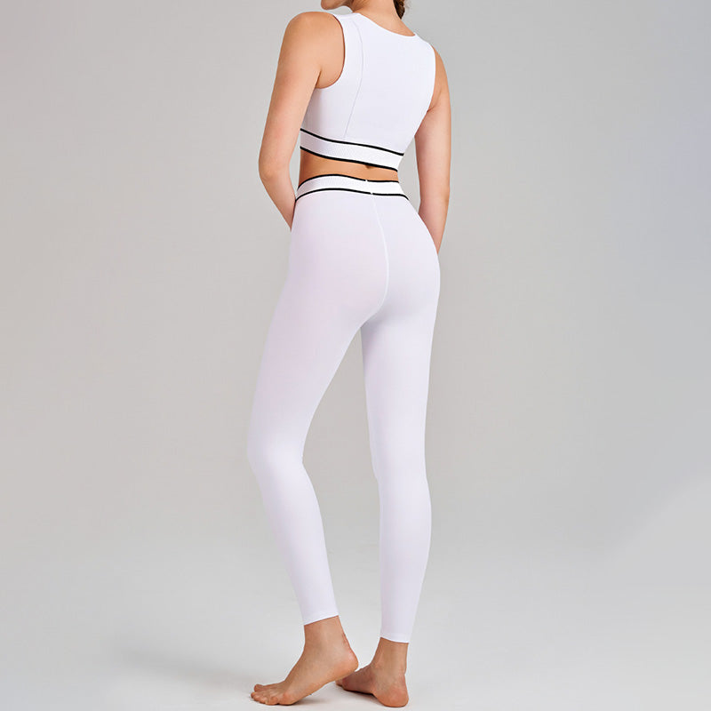 Color-Blocked Sports Bra + High-Waisted Leggings 2-Piece Set