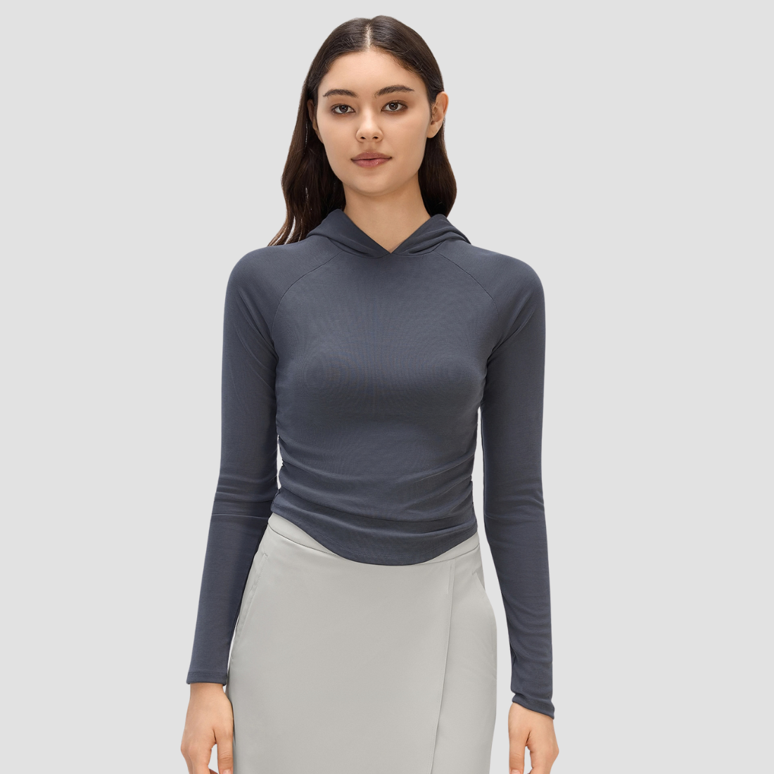 Wholesale Women's Long-Sleeve Hooded Sweatshirt Yoga Top