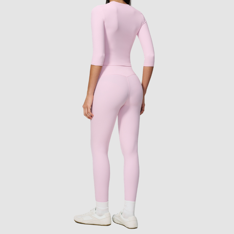 Wholesale Women's 3/4 Sleeve Crop Top & Full-Length Leggings Set – Seamless Yoga Activewear