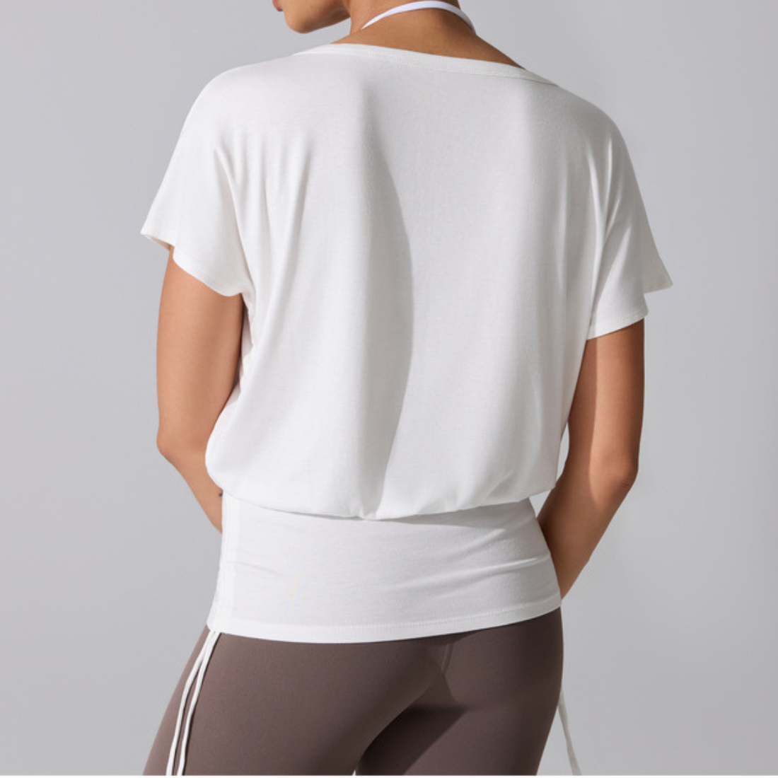 Wholesale Loose Ribbed Yoga T-Shirt – V-Neck Running & Fitness Top