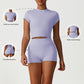 Snug-Fit Cropped T-Shirt + High-Waisted Butt-Lifting Shorts 2-Piece Set