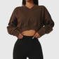 Wholesale Women's Oversized Long Sleeve V-Neck Athletic Sweatshirt – Casual Fitness Pullover