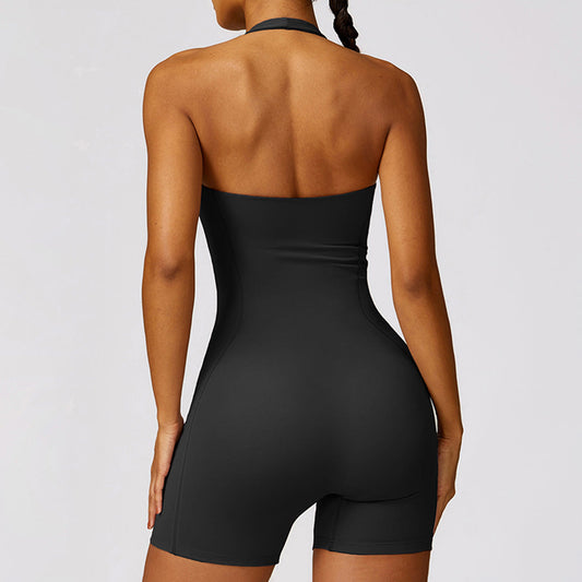 Wholesale Halterneck tight-fitting slimming fitness jumpsuit | Wonderxfans bulk activewear