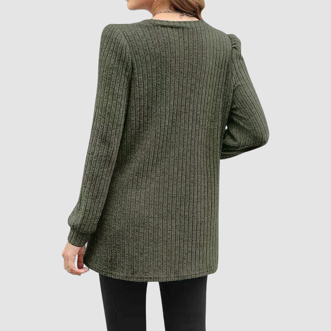 Wholesale Women’s Ribbed Pocket Tunic Sweater – Mid-Long Knit Pullover