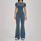 Wholesale Round Neck Short Sleeve Tank Top+High Waist pants 2-piece Set