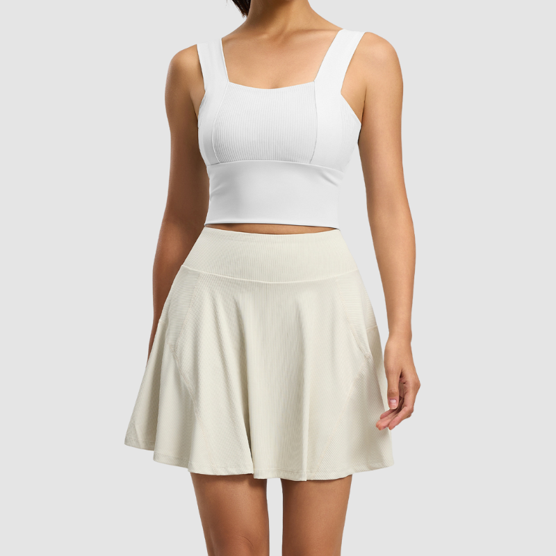 Wholesale strong support tank top + anti-exposure skirt