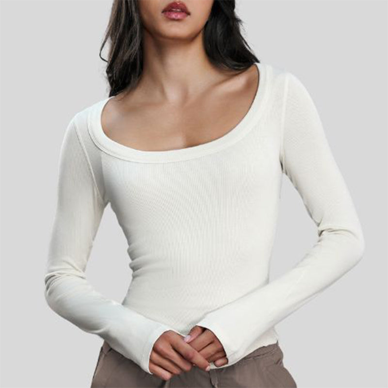 Off-the-shoulder long-sleeved top
