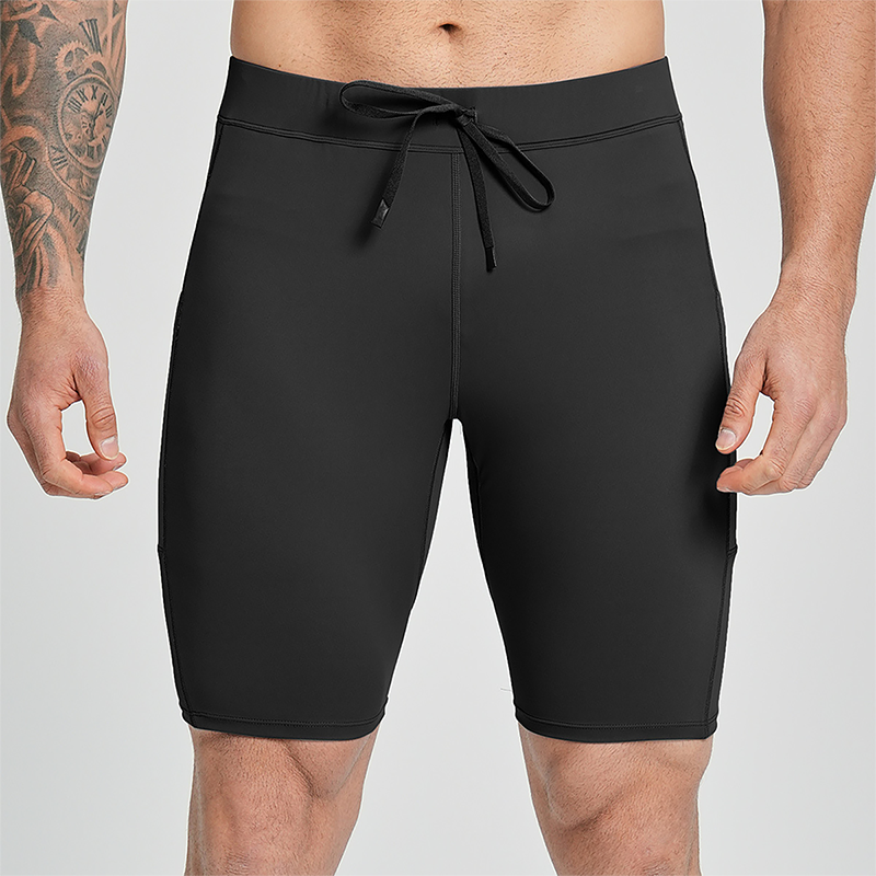 Wholesale Men's High-Waist Compression Shorts – Tummy Control Double-Layer Gym Shorts