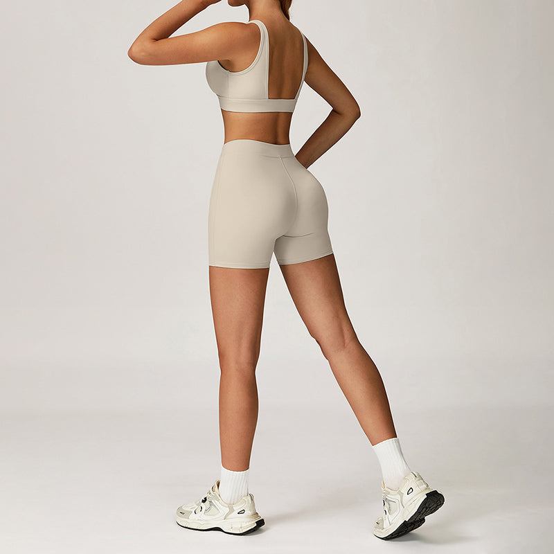 Triangle Cup Sports Bra + Butt-Lifting Shorts 2-Piece Set