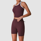 Wholesale Women's Color-Block Racerback Tank Top + High-Waist Cycling Shorts Set – Gym Yoga Fitness Set