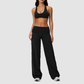 Wholesale Seam-Detail Sports Bra & Fold-up High-Waist Flare Leggings Set