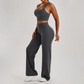 Wholesale Women's Peach Lift High Waist Flare Pants Yoga Set – Cross Back Sports Bra 0258