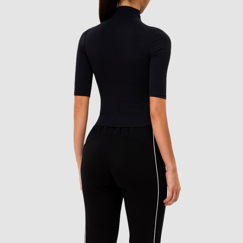 Wholesale high-neck mid-length sleeve fitness top