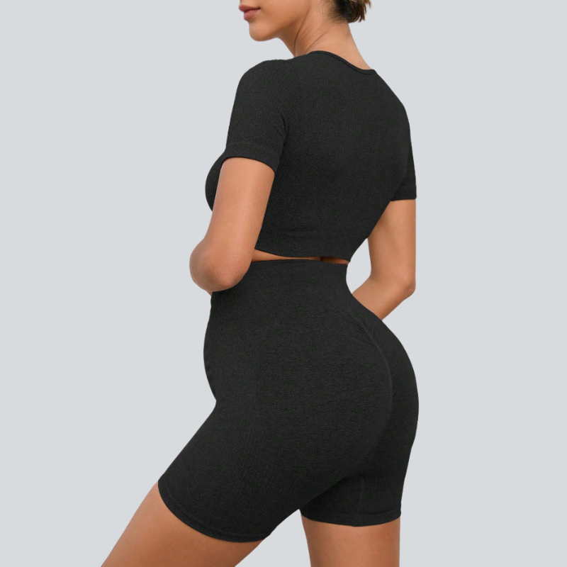 Pregnant women's yoga shorts and short-sleeve two-piece set