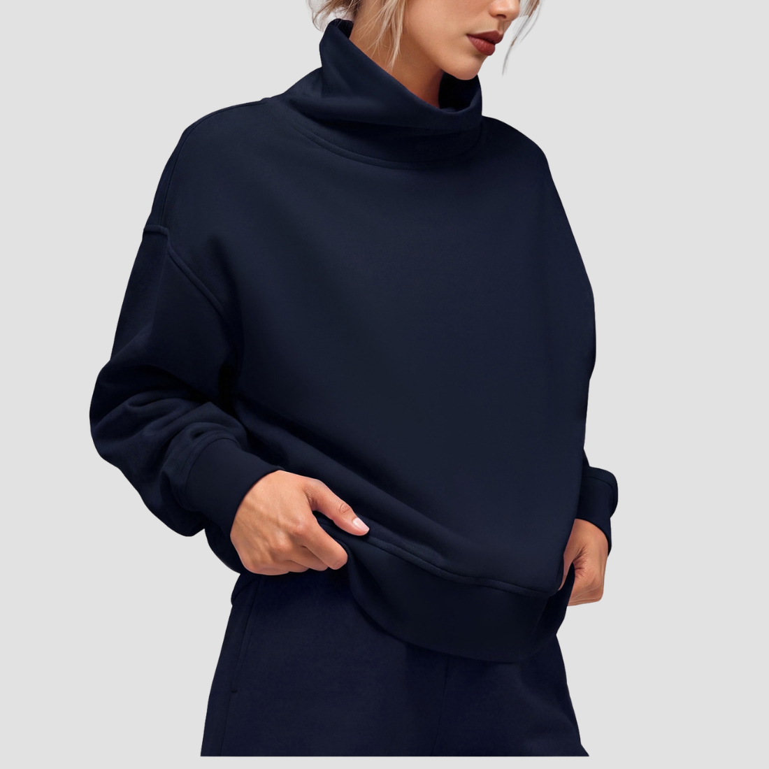 Wholesale Women's Mock Neck Casual Long-Sleeved Sweatshirt