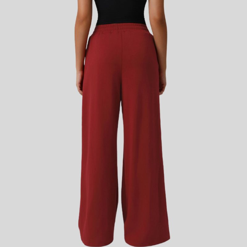 High-waisted drawstring wide-leg sweatpants