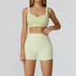 Contrasting Color Sports Bra + high waist shorts 2-piece set