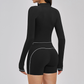 Color blocked Sports jacket+Sport vest+Tight shorts Running fitness 3-piece set