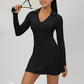 Wholesale Women's Long Sleeve V-Neck Tennis Dress – Quick-Dry Slim Fit Athletic Dress