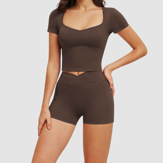 Wholesale Short-Sleeved T-shirt + High-Waisted Shorts | Wonderxfans bulk activewear