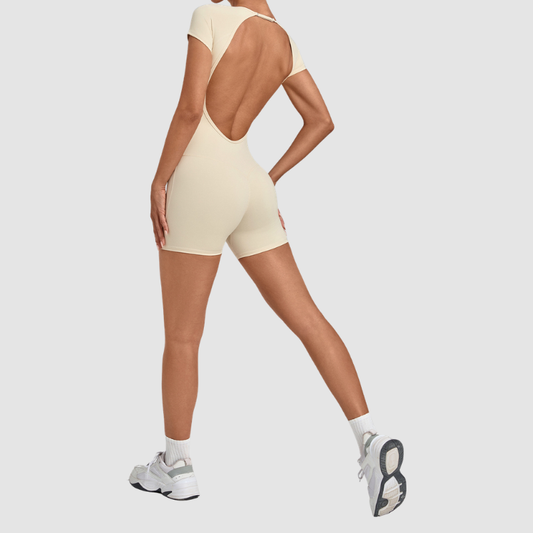 Wholesale Women's Open-Back Adjustable Yoga Bodysuit – Slim-Fit Butt-Lifting Short Romper