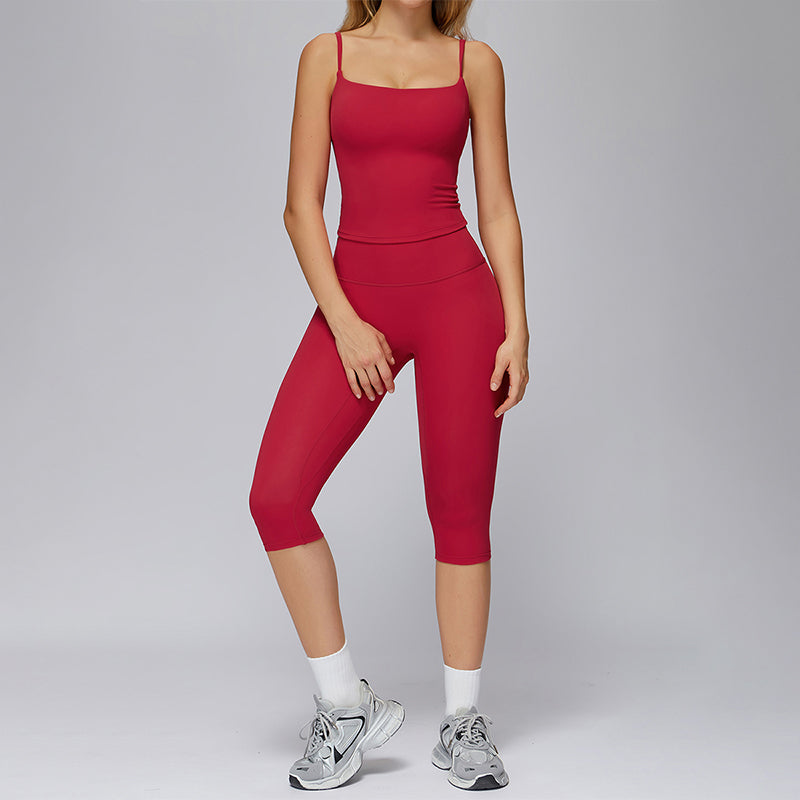 Sports vest + Mid-length leggings 2-piece set