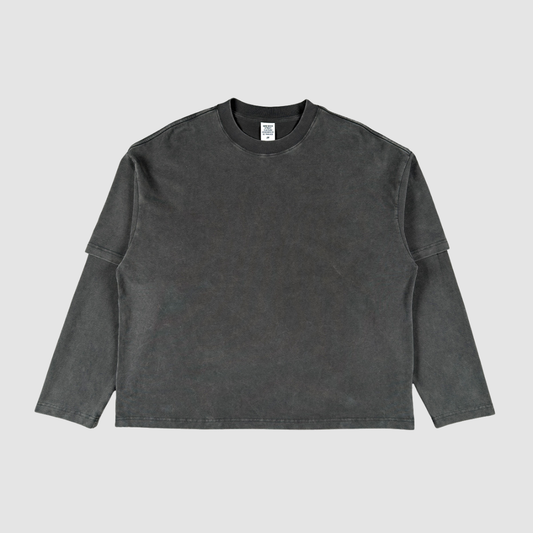 Wholesale Men’s Washed Double-Sleeve Long-Sleeve T-Shirt