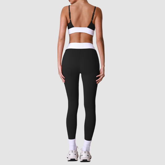 Wholesale Women's Naked-Feel Color-Block Racerback Sports Bra + V-Waist 7/8 Leggings Set – Yoga Fitness Activewear