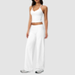 Wholesale Breathable Tank Top& Fold-up High Waist Flare Leggings Set