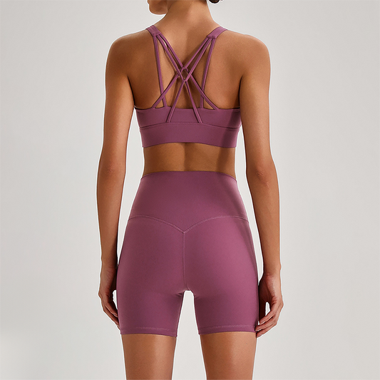 Wholesale Women's Quick-Dry Naked Feel Vest+Fitted Biker Shorts Yoga Set