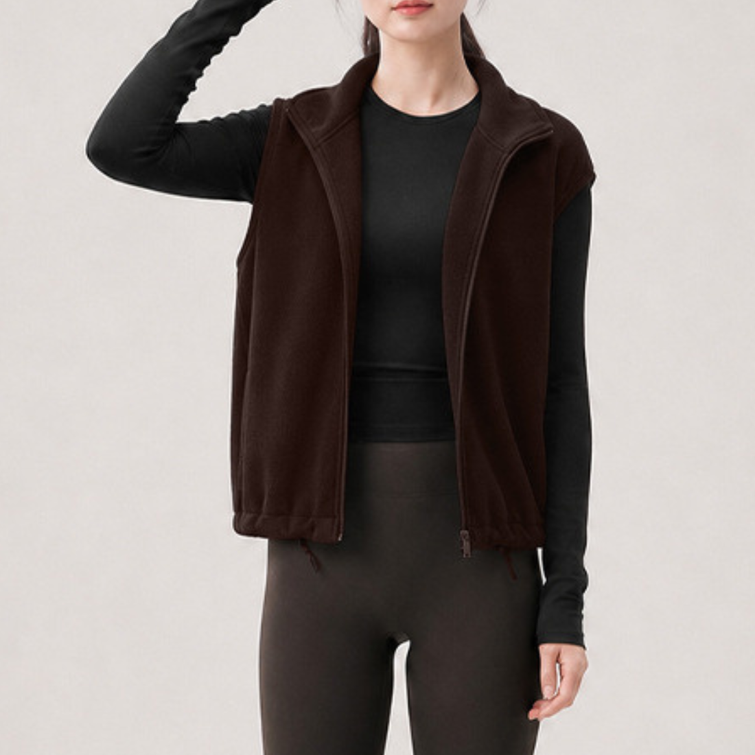 Women's Activewear Fleece Stand-Collar Zip Vest