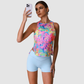 Wholesale Women's Floral Print Ice Silk Tank Top + High-Waist Shorts Set – Gym Yoga Fitness Training Set