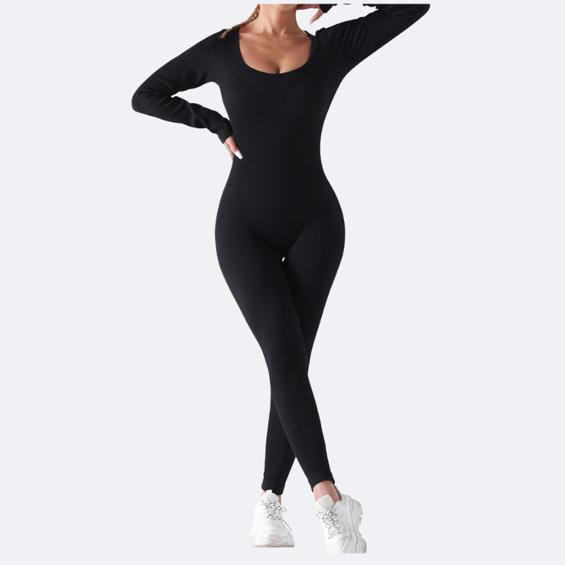 Women's Strapped Ribbed Jumpsuit Sports Yoga Bodysuit